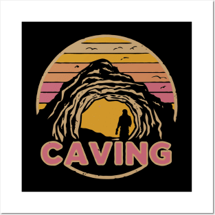 Caving. Retro Sunset. Posters and Art